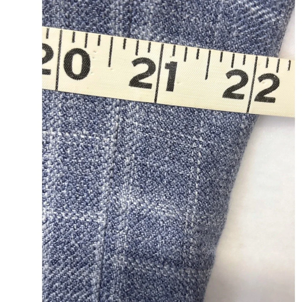 Joseph Abboud Blazer Mens 44S Blue Wool Silk Linen Plaid Sport Coat Heritage